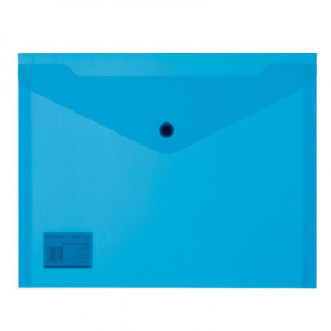 Папка-конверт на кнопке А5 синяя 0.18 мм 10шт/уп